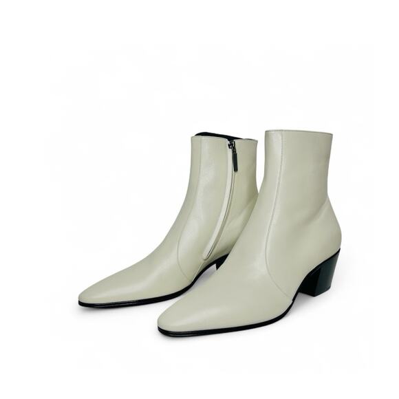 NIB Saint Laurent Vassili Boots EU 43.5 US 10.5 Smooth Leather Ivory White $1250